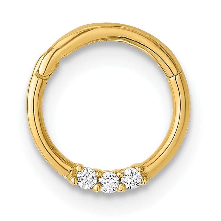 Lovely Rita's Body Jewelry 14K Yellow Gold  16 Gauge Polished CZ Hinged Cartilage Ring