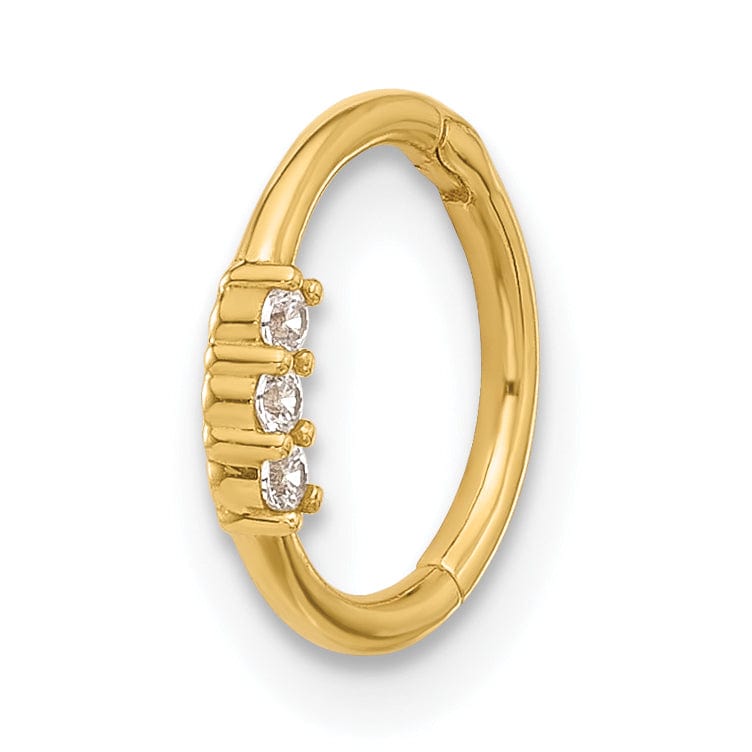 Lovely Rita's Body Jewelry 14K Yellow Gold  16 Gauge Polished CZ Hinged Cartilage Ring