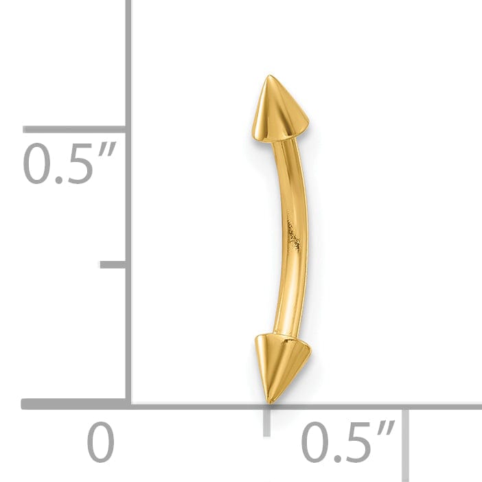 Lovely Rita's Body Jewelry 14K Yellow Gold 16 Gauge Polished Spiked Eyebrow Ring