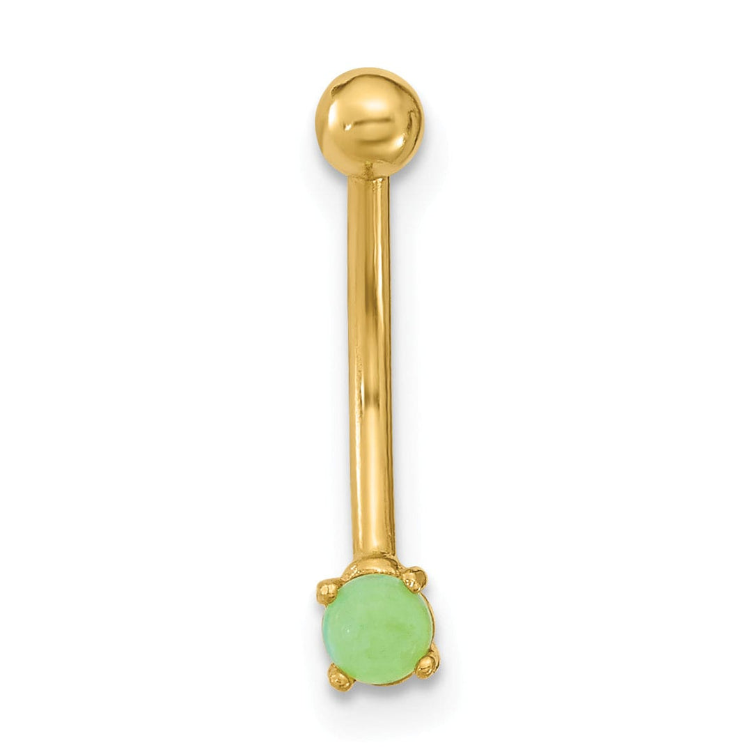 Lovely Rita's Body Jewelry 14K Yellow Gold 16 Gauge with Green CZ Eyebrow Ring Body Jewelry