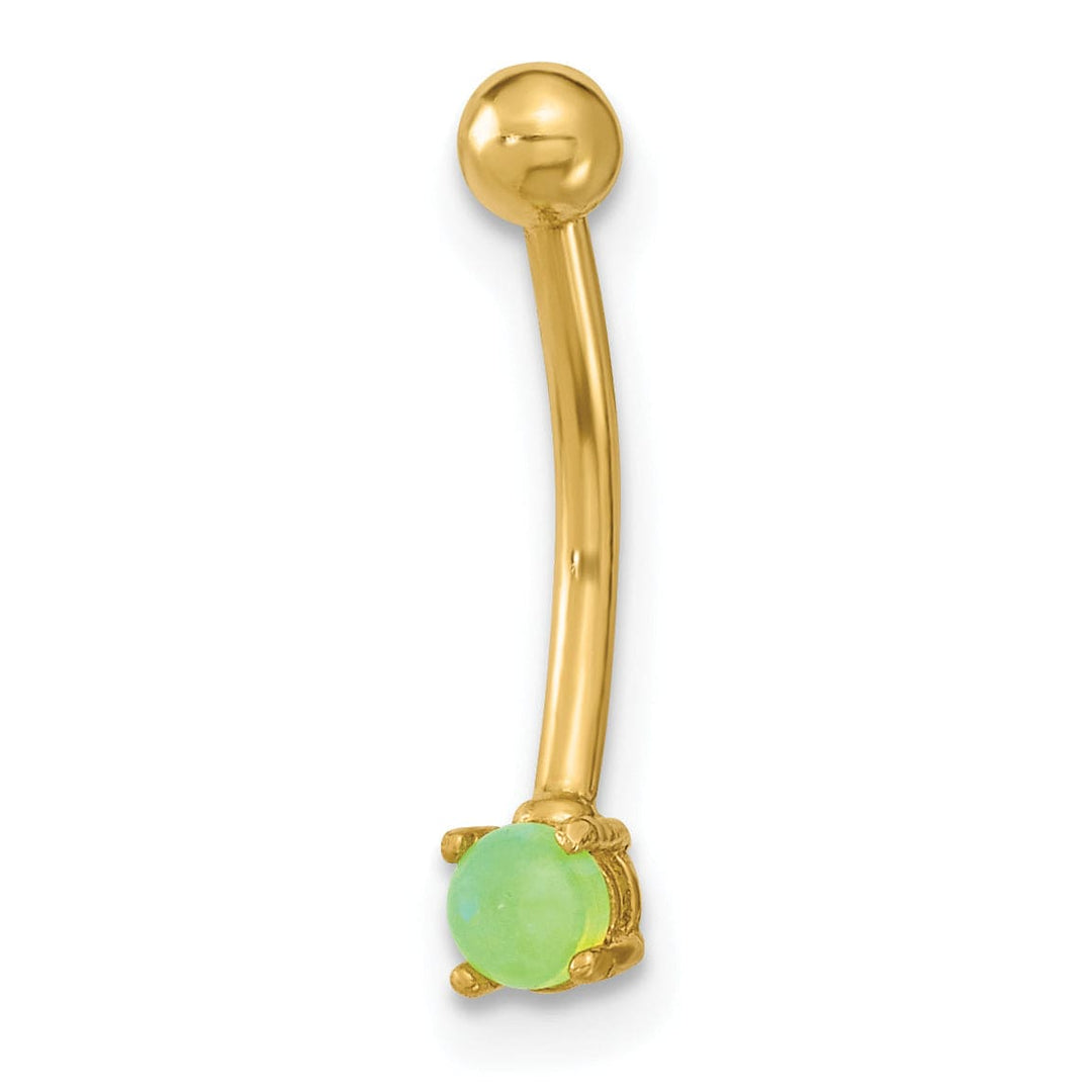 Lovely Rita's Body Jewelry 14K Yellow Gold 16 Gauge with Green CZ Eyebrow Ring Body Jewelry