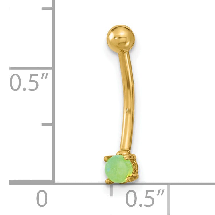 Lovely Rita's Body Jewelry 14K Yellow Gold 16 Gauge with Green CZ Eyebrow Ring Body Jewelry