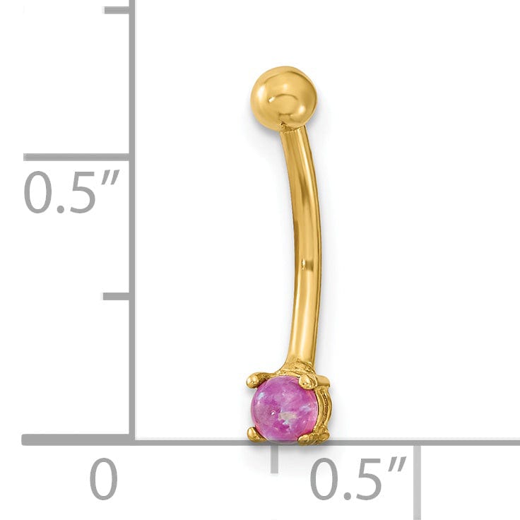 Lovely Rita's Body Jewelry 14K Yellow Gold  16 Gauge with Pink CZ Eyebrow Ring Body Jewelry