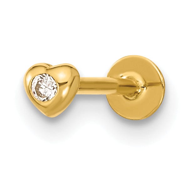 Lovely Rita's Body Jewelry 14K Yellow Gold 18 Gauge C.Z Heart Labret/Face