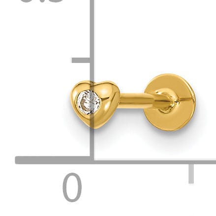 Lovely Rita's Body Jewelry 14K Yellow Gold 18 Gauge C.Z Heart Labret/Face