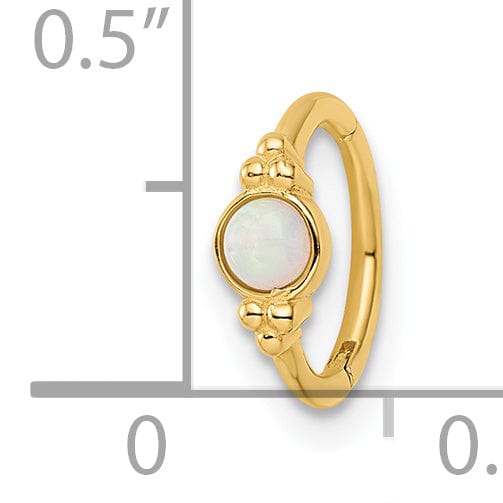 Lovely Rita's Body Jewelry 14k Yellow Gold 18 Gauge Created Opal Cartilage Ring