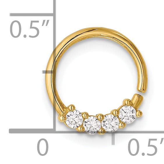 Lovely Rita's Body Jewelry 14K Yellow Gold  18 Gauge Polished CZ Cartilage Ring
