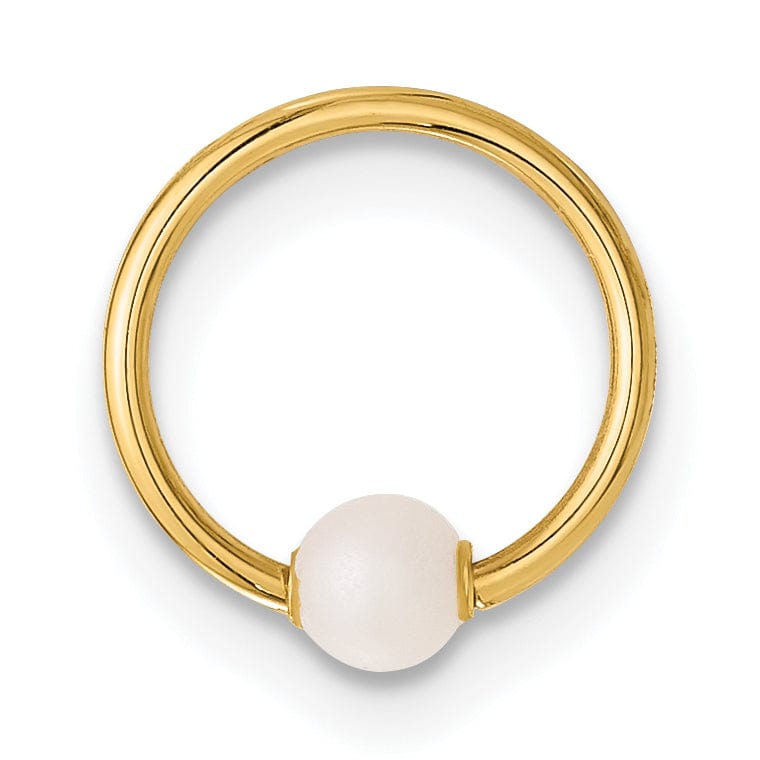 Lovely Rita's Body Jewelry 14K Yellow Gold  18 Gauge Polished Imitation Pearl Cartilage Ring