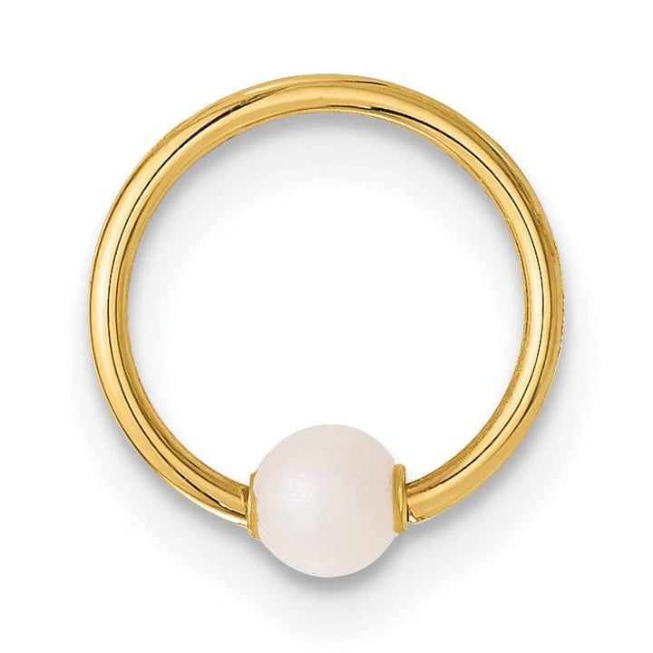 Lovely Rita's Body Jewelry 14K Yellow Gold  18 Gauge Polished Imitation Pearl Cartilage Ring