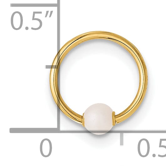 Lovely Rita's Body Jewelry 14K Yellow Gold  18 Gauge Polished Imitation Pearl Cartilage Ring