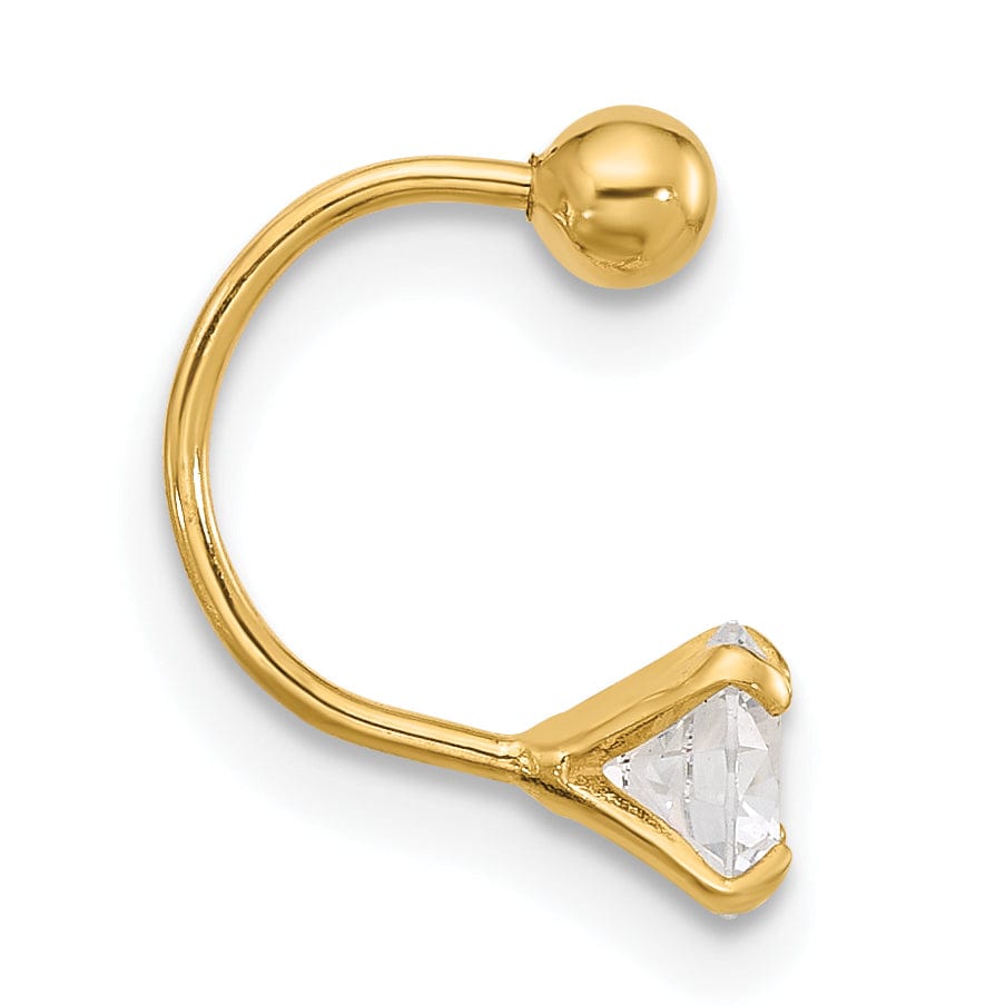 Lovely Rita's Body Jewelry 14k Yellow gold 20 Gauge C.Z Eyebrow Jewelry