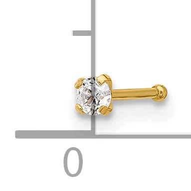 Lovely Rita's Body Jewelry 14k Yellow Gold  22 Gauge 2.5mm CZ Nose Stud