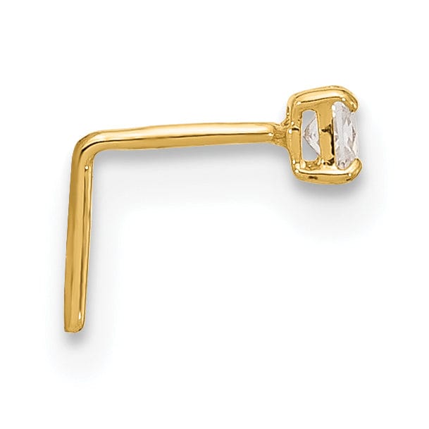 Lovely Rita's Body Jewelry 14k Yellow Gold  22 Gauge  2.5mm Square CZ Nose Stud