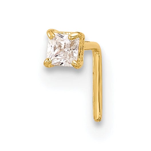 Lovely Rita's Body Jewelry 14k Yellow Gold  22 Gauge  2.5mm Square CZ Nose Stud