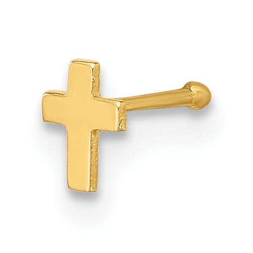 Lovely Rita's Body Jewelry 14k Yellow Gold  22 Gauge Cross Nose Stud