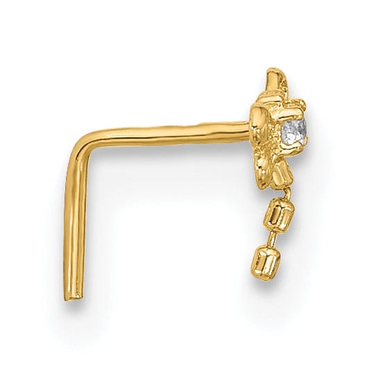 Lovely Rita's Body Jewelry 14k Yellow Gold  22 Gauge CZ Butterfly Nose Stud