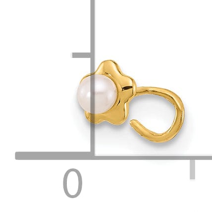 Lovely Rita's Body Jewelry 14k Yellow Gold  22 Gauge Flower Freshwater Pearl Nose Ring