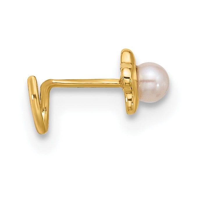 Lovely Rita's Body Jewelry 14k Yellow Gold  22 Gauge Flower Freshwater Pearl Nose Ring