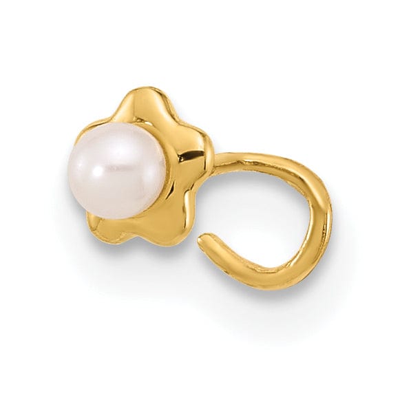 Lovely Rita's Body Jewelry 14k Yellow Gold  22 Gauge Flower Freshwater Pearl Nose Ring