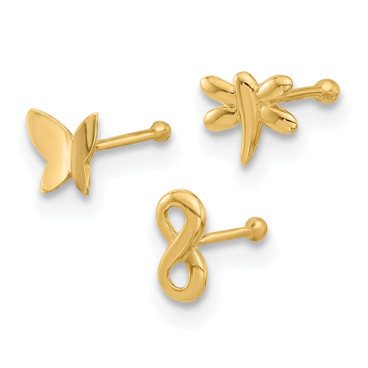 Lovely Rita's Body Jewelry 14k Yellow Gold  22 Gauge Infinity Symbol, Dragonfly, Butterfly Nose Stud