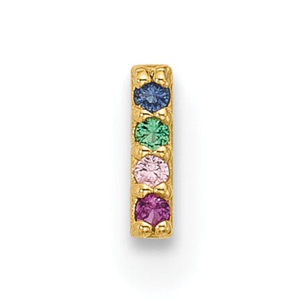 Lovely Rita's Body Jewelry 14k Yellow Gold  22 Gauge Multicolor CZ Bar Nose Stud