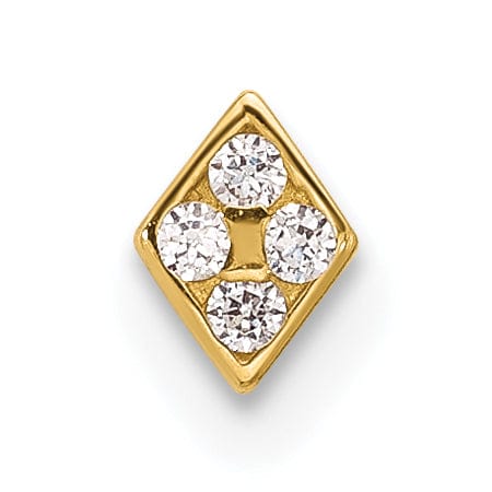 Lovely Rita's Body Jewelry 14k Yellow Gold  22 Gauge Polished CZ Diamond Shaped Nose Stud