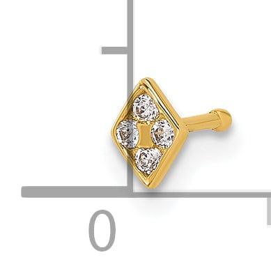 Lovely Rita's Body Jewelry 14k Yellow Gold  22 Gauge Polished CZ Diamond Shaped Nose Stud