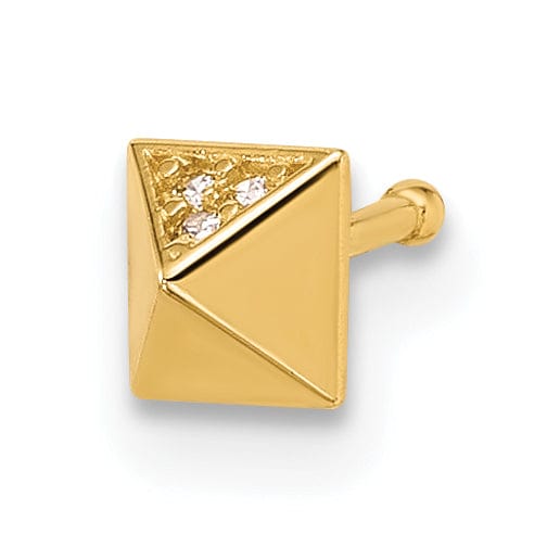 Lovely Rita's Body Jewelry 14k Yellow Gold  22 Gauge Polished CZ Nose Stud