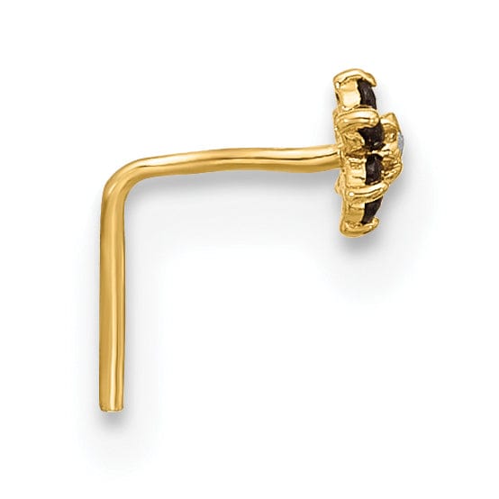 Lovely Rita's Body Jewelry 14k Yellow Gold  23 Gauge Black & White CZ Flower Nose Post