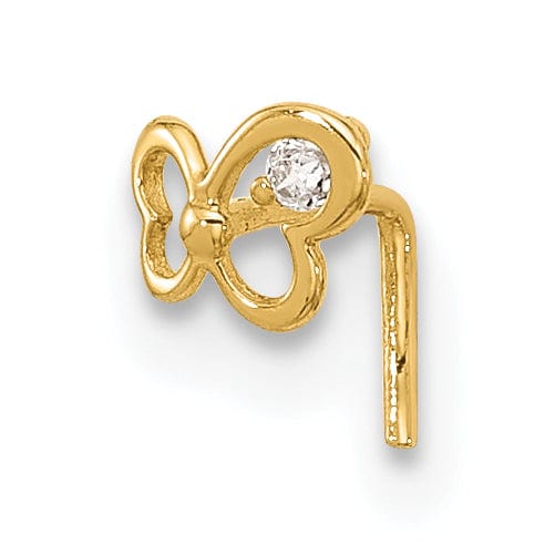 Lovely Rita's Body Jewelry 14k Yellow Gold  23 Gauge CZ Butterfly Nose Stud