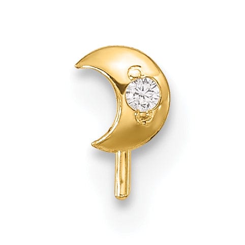 Lovely Rita's Body Jewelry 14k Yellow Gold  23 Gauge CZ Moon Nose Stud