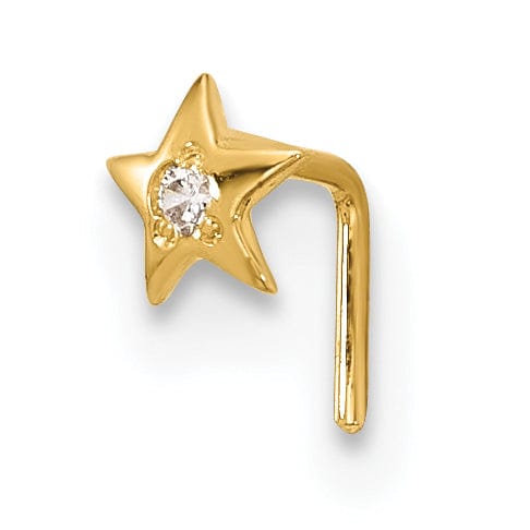 Lovely Rita's Body Jewelry 14k Yellow Gold  23 Gauge CZ Star Nose Stud