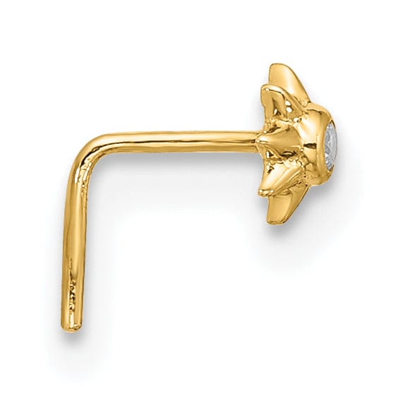 Lovely Rita's Body Jewelry 14k Yellow Gold  23 Gauge CZ Sun Nose Stud