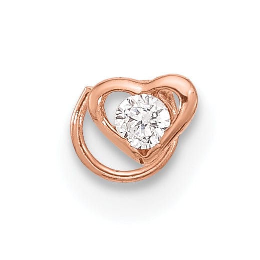 Lovely Rita's Body Jewelry 14k Yellow Gold  Rose Gold 23 Gauge CZ Heart Nose Post