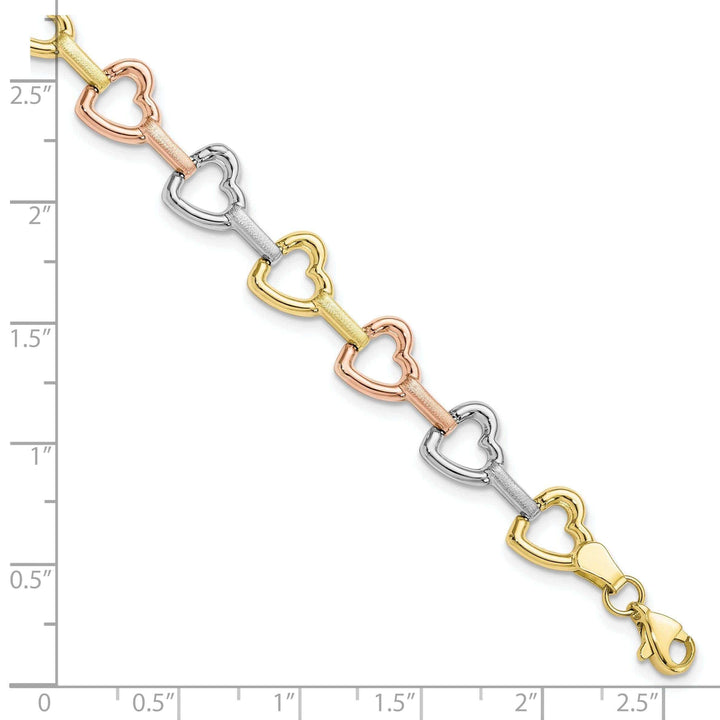 Lovely Rita's Bracelets 10k Tri Color Gold Heart Bracelet