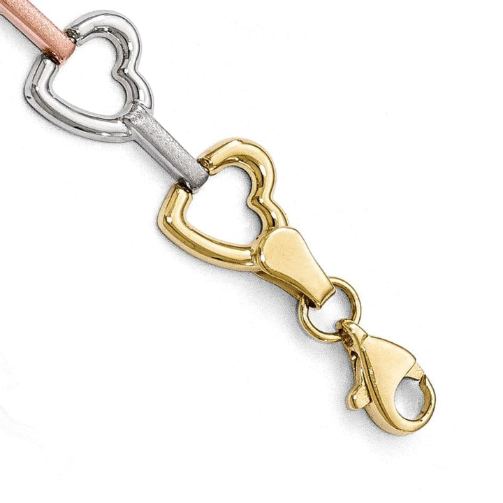 Lovely Rita's Bracelets 10k Tri Color Gold Heart Bracelet