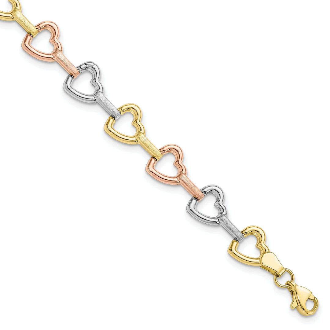 Lovely Rita's Bracelets 10k Tri Color Gold Heart Bracelet