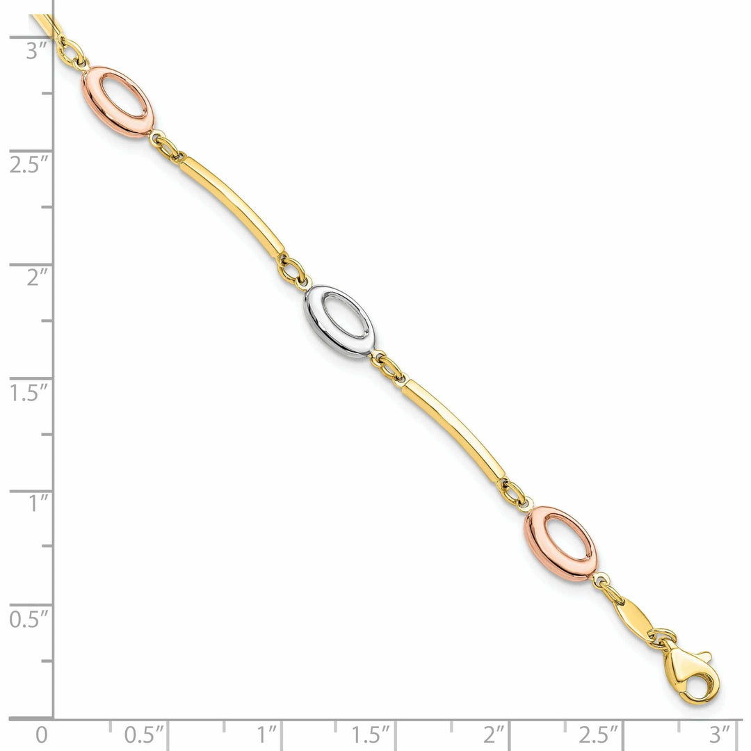 Lovely Rita's Bracelets 10k Tri Color Gold Polished Bracelet