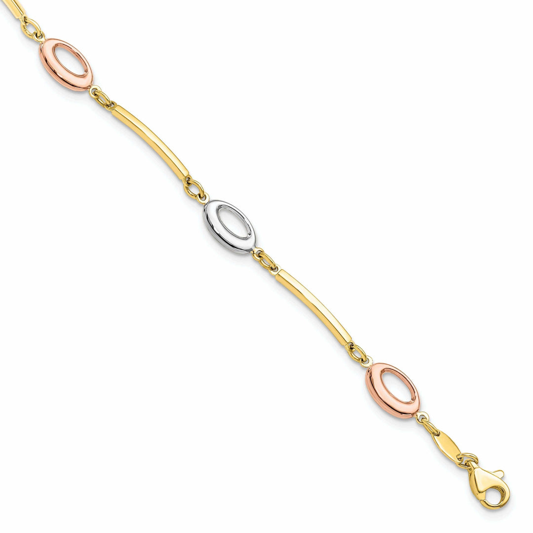 Lovely Rita's Bracelets 10k Tri Color Gold Polished Bracelet
