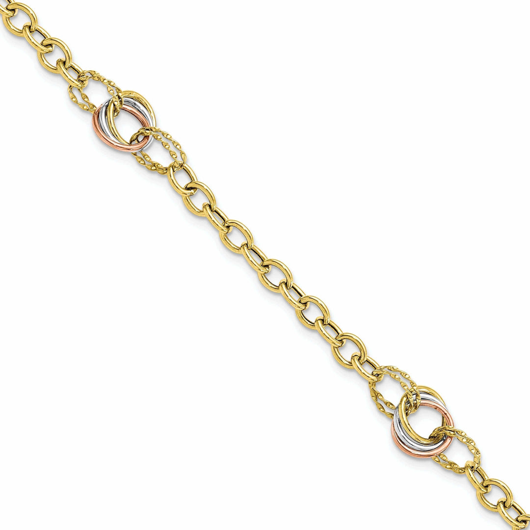 Lovely Rita's Bracelets 10k Tri-color Gold Polished Fancy Link Bracelet