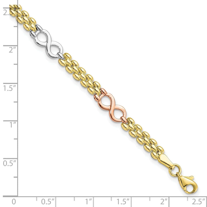 Lovely Rita's Bracelets 10K Tri Color Gold Reversible Infinity Bracelet