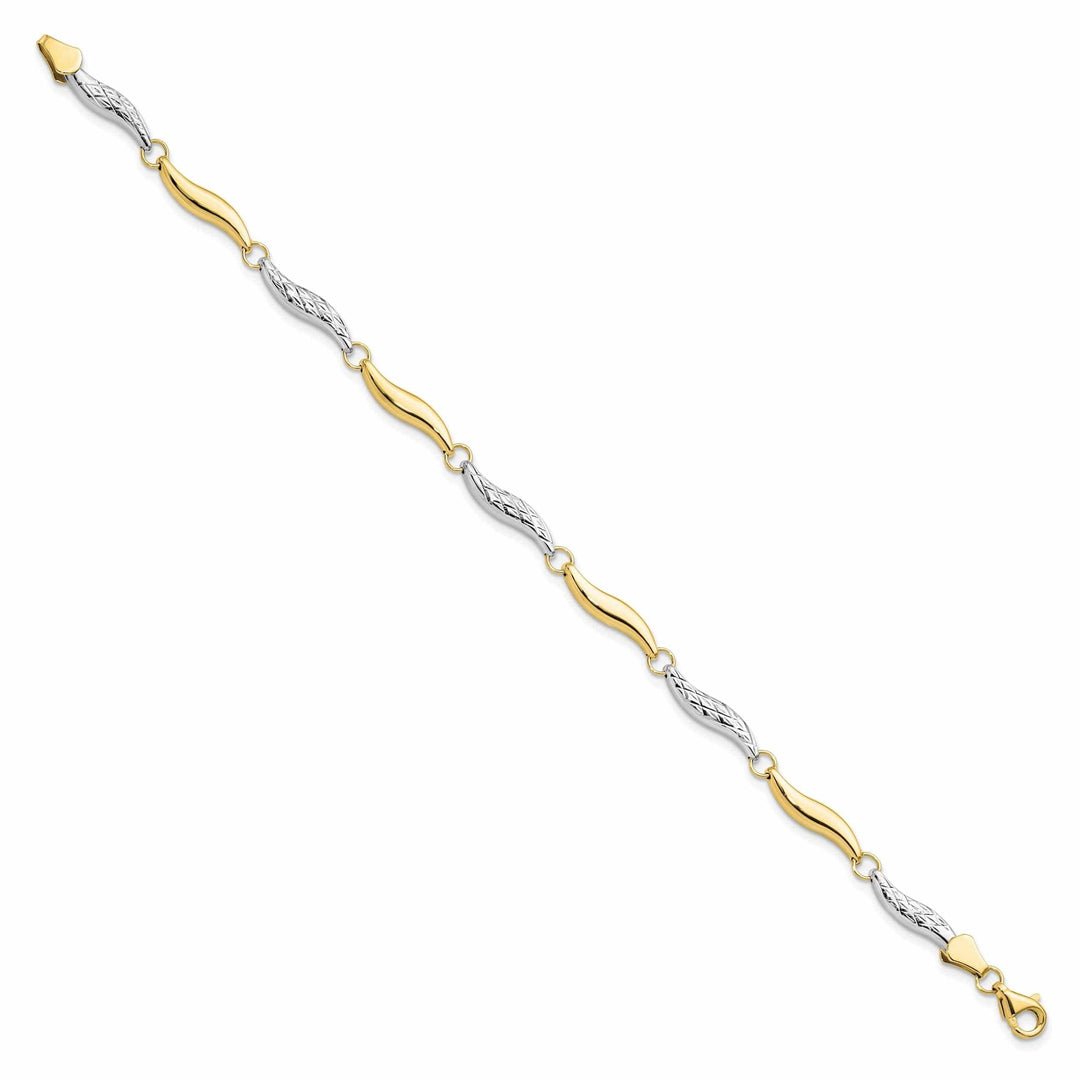 Lovely Rita's Bracelets 10k Two Tone Gold Diamond Cut Bracelet