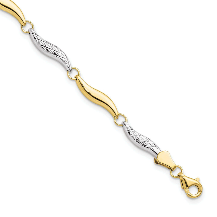 Lovely Rita's Bracelets 10k Two Tone Gold Diamond Cut Bracelet