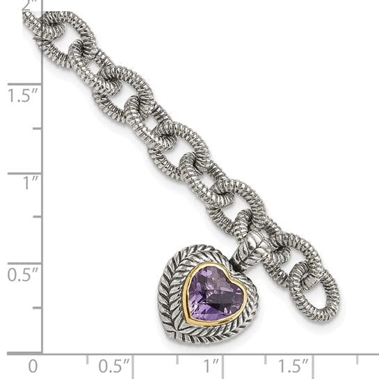 Shey Couture Bracelets 925 Sterling Silver Goldy Amethyst Link Bracelet