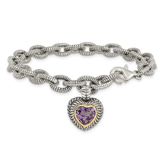 Shey Couture Bracelets 925 Sterling Silver Goldy Amethyst Link Bracelet