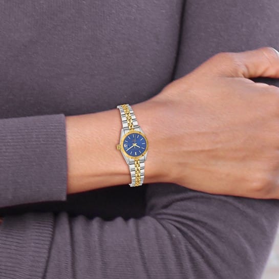 Charles Hubert Ladies Elegant Two-tone SS Blue Dial Polished Watch