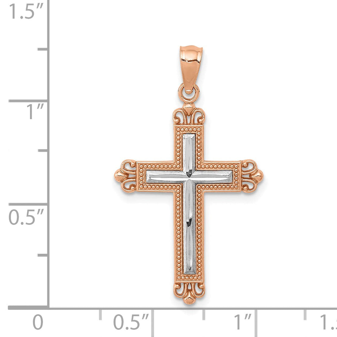 Lovely Rita's Charms & Pendants 14K Rose Gold Classic D.C Fleur de Lis Cross Pendant