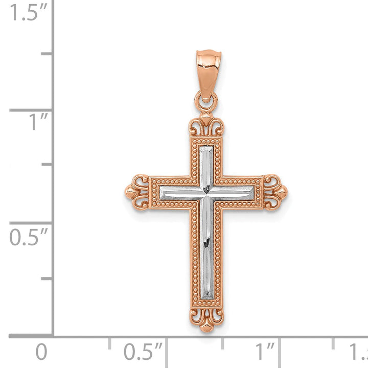 Lovely Rita's Charms & Pendants 14K Rose Gold Classic D.C Fleur de Lis Cross Pendant