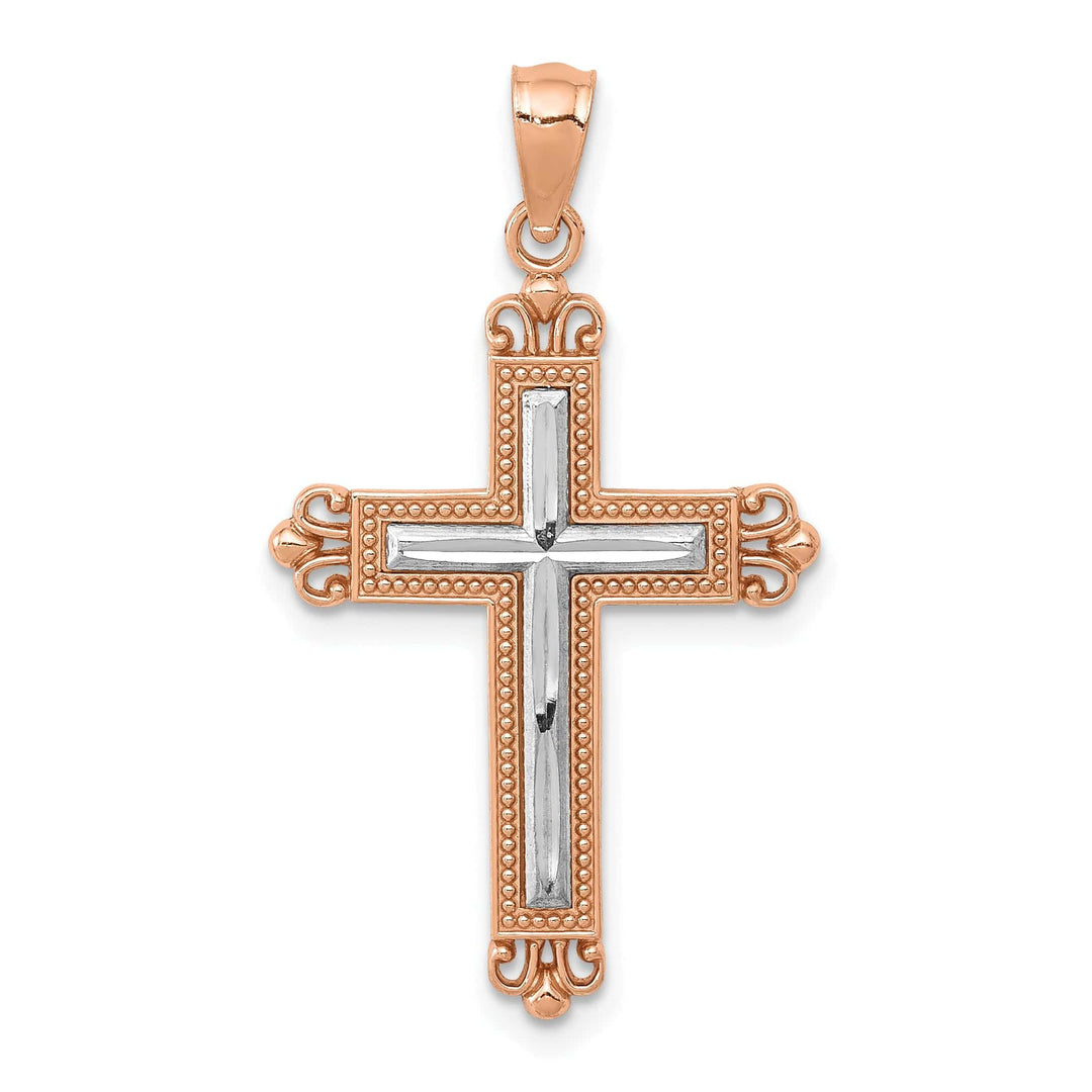 Lovely Rita's Charms & Pendants 14K Rose Gold Classic D.C Fleur de Lis Cross Pendant