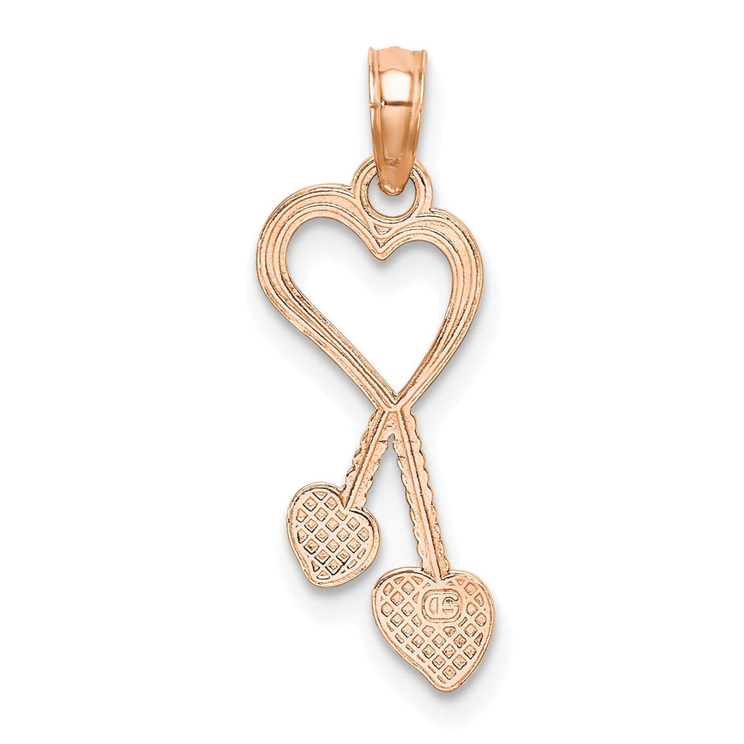Lovely Rita's Charms & Pendants 14K Rose Gold Polished Finish Tassle Hearts Pendant